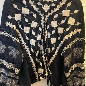Free people black embroidery top